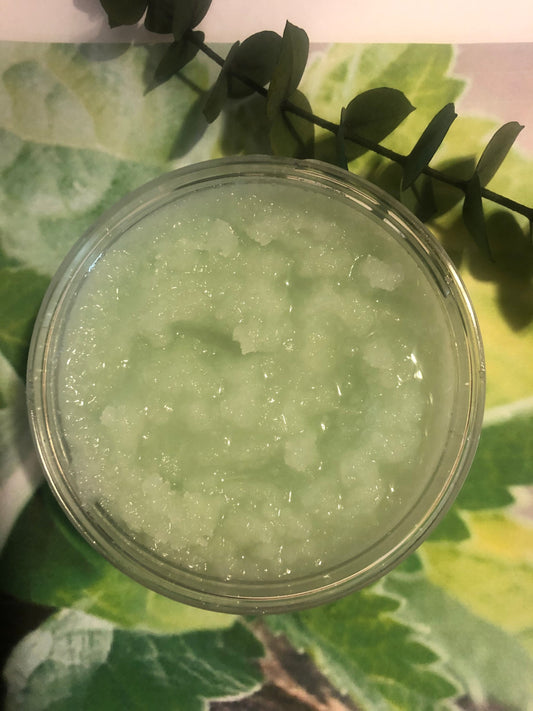 Whipped Eucalyptus Mint Sugar and Shea Butter Scrub Natural Exfoliate Dry Skin Soft Moisturize Self Care 8 oz