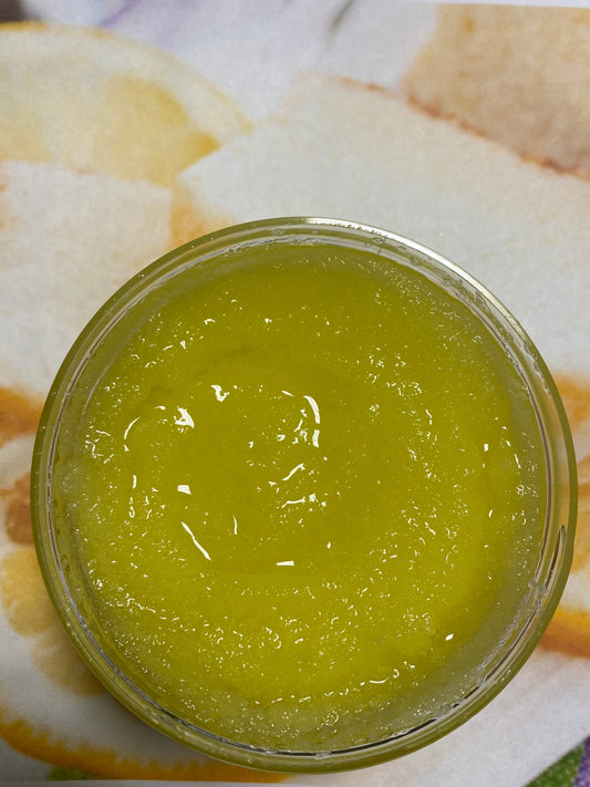 Whipped Lemon Pound Cake Sugar and Shea Scrub Natural Exfoliate Dry Skin Chemical Free Skin Softening Moisturizing Self Care 8 oz