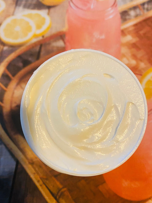 PINK LEMONADE Triple Whipped Shea Butter Organic Natural Vegan Dry Skin Nourish Moisturize Cream Souffle Self Care (Freshly Whipped) 16 oz