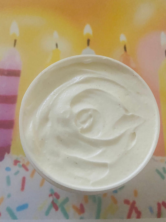 BIRTHDAY CAKE Triple Whipped Shea Butter Organic Vegan Cream Self Care Natural Fragrance Moisturize Nourish Dry Skin (Freshly Whipped) 16 oz