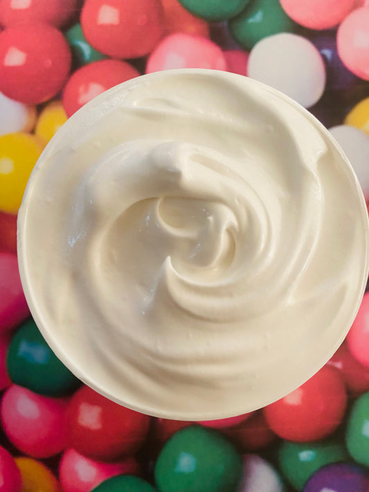 BUBBLE GUM Triple Whipped Shea Body Butter Organic Natural Dry Skin Moisturize Child Safe Friendly Scent Vegan Cream (Freshly Whipped) 16 oz