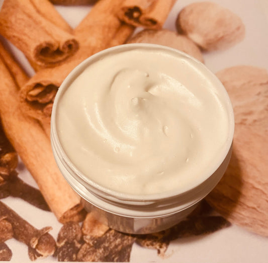 Nutmeg and Spice Triple Whipped Shea Butter Organic Natural Vegan Fragrance Heal Dry Skin Souffle Cream (Freshly Whipped to Order) 16 oz