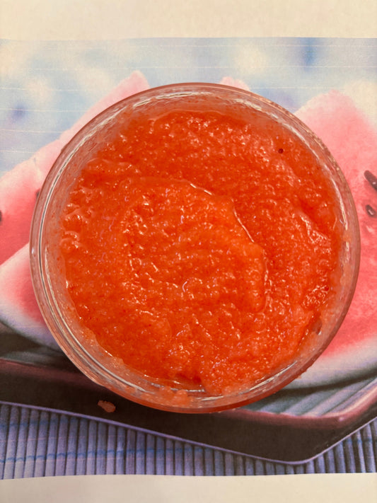 Whipped Watermelon Sugar and Shea Scrub Chemical Free Exfoliate Skin Polish Soften Moisturize Tone Spa Bath Relax Sooth Refresh 8 oz