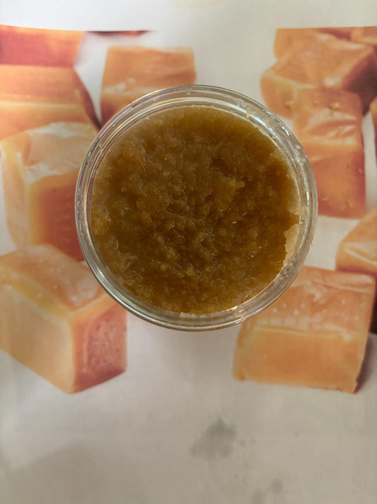 Whipped Salted Caramel Brown Sugar and Shea Butter Scrub Gentle Polish Exfoliating Skin Softening Self Care Spa Quality 8 oz
