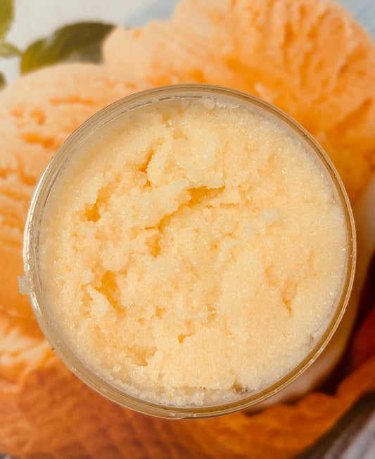 Whipped Orange Dreamsicle Sugar and Shea Scrub Chemical Free Exfoliate Skin Polish Soften Moisturize Bath Relax Sooth Refresh 8 oz