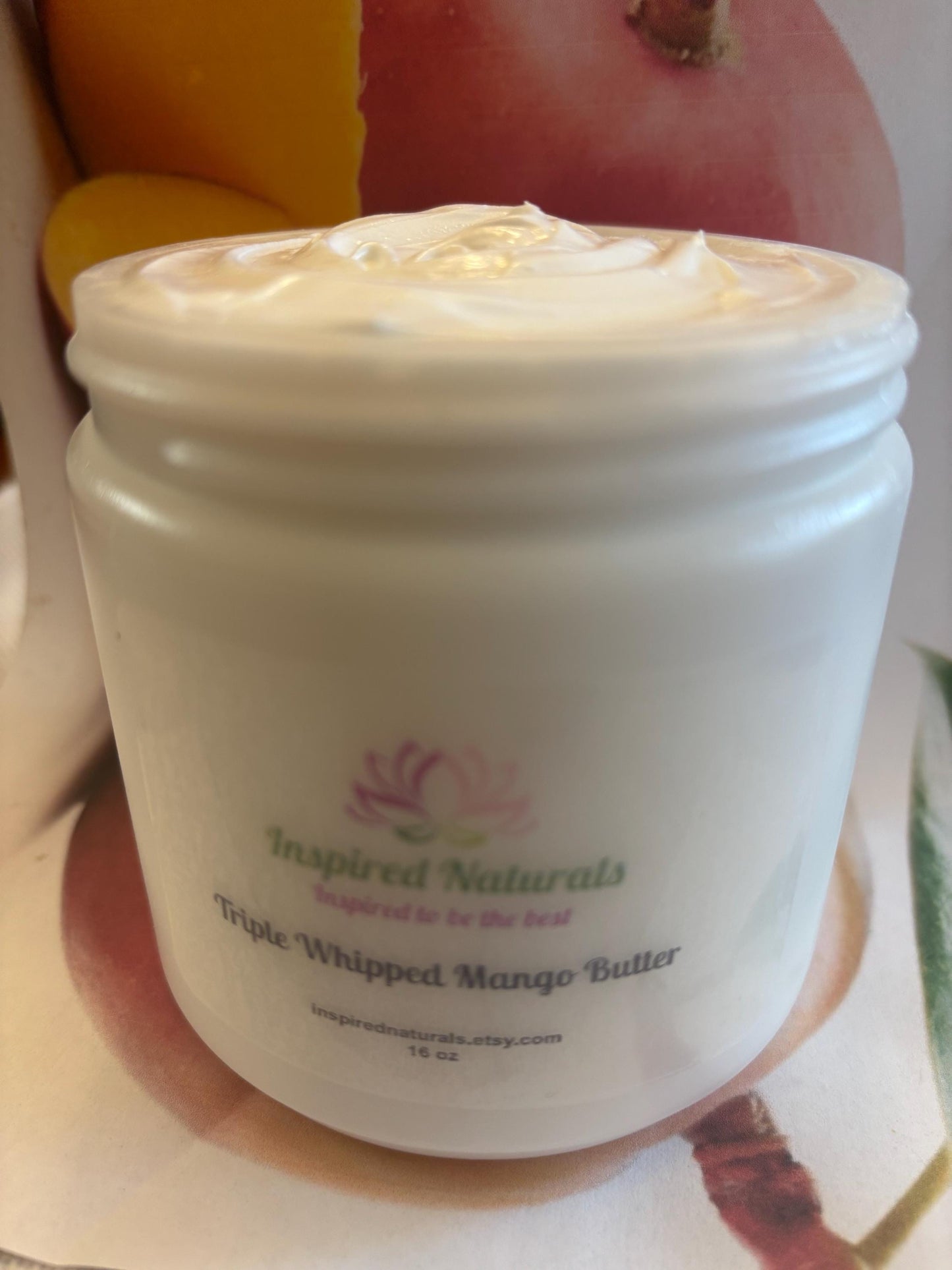Triple Whipped Mango Butter Natural Chemical Free Moisturize Nourish Dry Skin Cream Vegan 16 oz (Freshly Whipped to Order) FREE SHIPPING