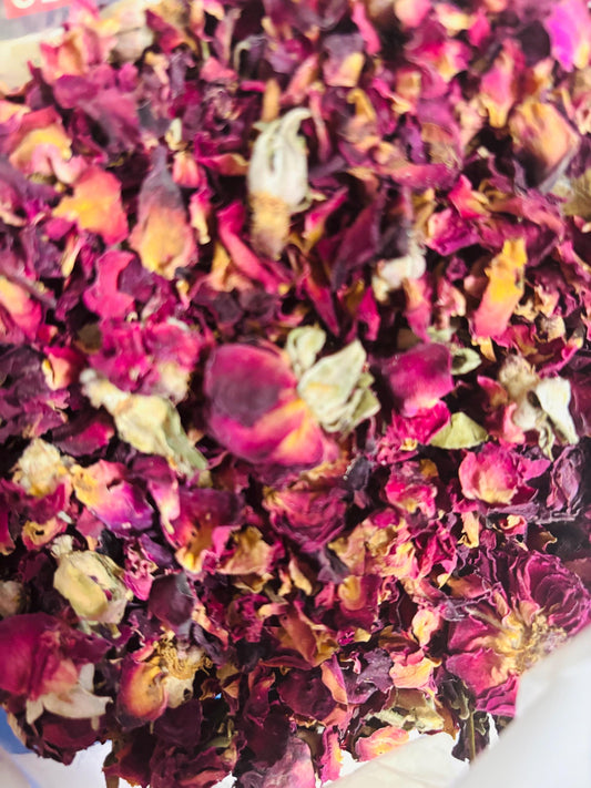 Dried Organic Red Rose Petals Buds Food Grade Edible / Tea / Skin Care / Craft use 2 oz